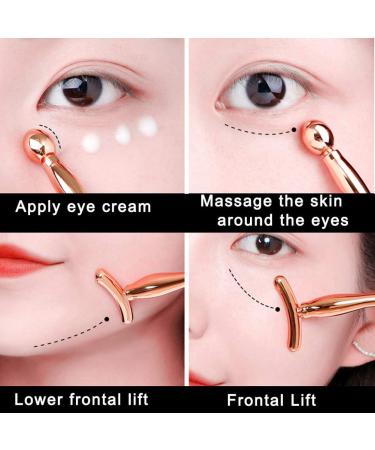 2 Pcs Rose Gold Metal Eye Cream Applicator & Roller Massager Set for Women | Facial Massage Tool for Puffiness & Wrinkles - Buy Online on SooperMarket.com