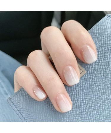 U-K Durable Artificial Nails Coffin False Nails Fake Fingernails Gradient Acrylic Stick On Nails 24 Pieces for Women and Girls (White Short) - Buy Online on SooperMarket.com
