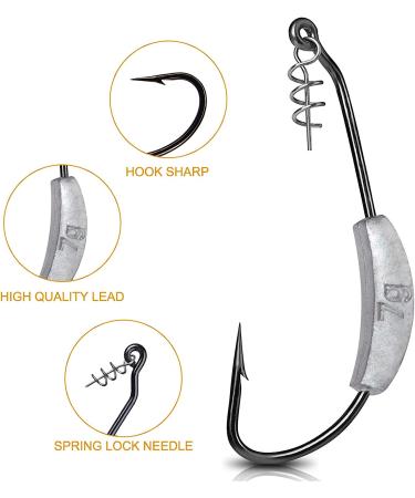 SHUNWEI Weighted Swimbait Hooks Saltwater Fishing Hooks Assortment | 25 Pcs Box, 5 Sizes - Buy Online on SooperMarket.com