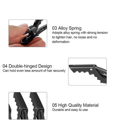 6pcs Black Crocodile Hair Sectioning Clips - Non-Slip Single Prong Hairpins for Salon & Hairdressing - Buy Online on SooperMarket.com