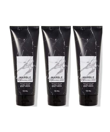 Bath and Body Works Marble For Men Signature Ultra Shea Body Cream 8 fl oz Pack Of 3 (Marble)