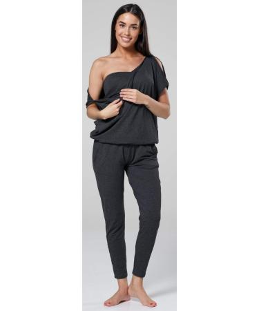 HAPPY MAMA Maternity Breastfeeding Lounge Top Joggers Pyjamas Set - Graphite Melange - Buy Online on SooperMarket.com