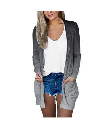 Long Shirt Outerwear Top Thin Warm Knitted Coat Women's Blouse V-Neck Shirt Tunic Long Women's Tunic Women's Shirt Casual Checked Shirt Women's Winter Chunky Knit Jacket H-grey XXL