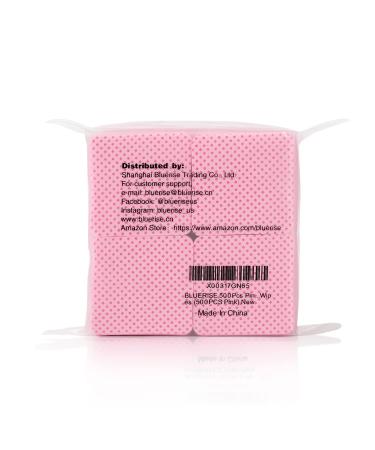 BLUERISE Pink Nail Wipes 500pcs - Lint Free, Absorbent, Eyelash Extension Glue Cleaning Pads - Buy Online on SooperMarket.com