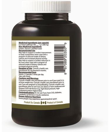 Herbal-Slim CLA - 1000 mg - Pure Safflower Oil Source - Conjugated Linoleic Acid Supplement (60 Softgels) - Buy Online on SooperMarket.com