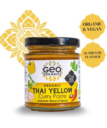 Geo Organics Thai Yellow Curry Paste | Organic Curry Paste | 180G | Serves 4 | Vegan Friendly | Authentic Restaurant Recipe Base Pack of 1 Thai Yellow Curry Paste 180g (Pack of 1) - Buy Online on SooperMarket.com