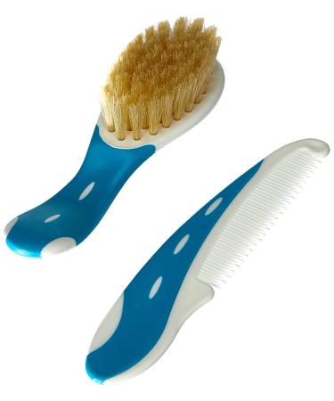 NUK baby brush made of 100% natural hair with comb with rounded tips 1 piece turquoise turquoise Single