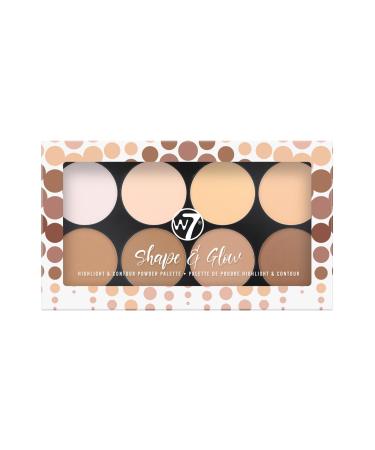 W7 Shape & Glow Highlight & Contour Powder Palette - Professional 8 Shade Face Makeup Palette