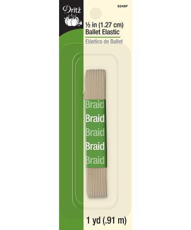 Dritz 9349P Braided Elastic  Ballet Pink  1/2-Inch by 1-Yard