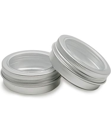 2 Ounce Aluminum Tin Jar 60ml - 20 Pcs Refillable Clear Top Screw Lid Round Container for Cosmetic Lip Balm Cream - Buy Online on SooperMarket.com