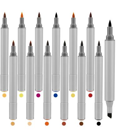 12 Packs Leather Dye Marker Pens Shoe Marker Leather Dual Tip Leather Touch up Pen for Repair Shoe Leather 12 Colors
