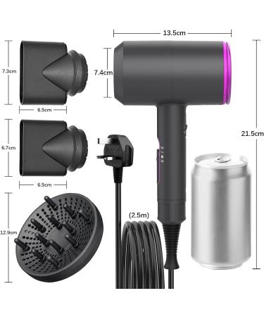 JIAABCHOMO 2000W Professional Hair Dryer with Ionic Technology - Fast Drying, 1 Diffuser, 2 Nozzles, 2 Speeds, 3 Heat Settings - Perfect for Women's Curly and Straight Hair - Buy Online on SooperMarket.com