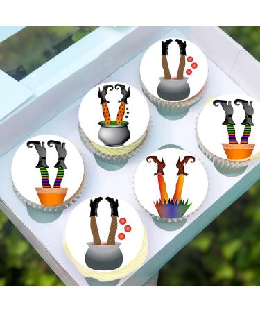 24 x Pre-Cut Halloween Mix 1 Edible Stand up Wafer/Rice Paper Cupcake Toppers Cake Decorations Birthday Party Witch Legs - Buy Online on SooperMarket.com
