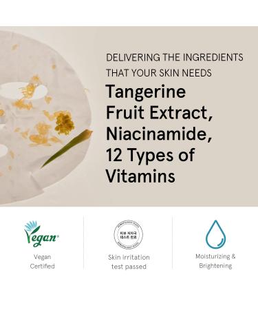 ONE THING Vitamin Brightening Mask - 5 Sheets | Niacinamide & 12 Vitamins | Brightening Facial Sheet Mask for Dull Skin & Dark Spots | Vegan Korean Skin Care - Buy Online on SooperMarket.com