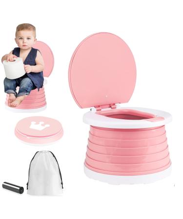 Portable Potty for Toddler Travel Foldable Toddler Potty Training Seat Children's Portable Toilet Potty for Kids Folding Toilet Seat for Car, Indoor, Outdoor Travel Potty Toilet Seat (Small,Pink) Pink Potty