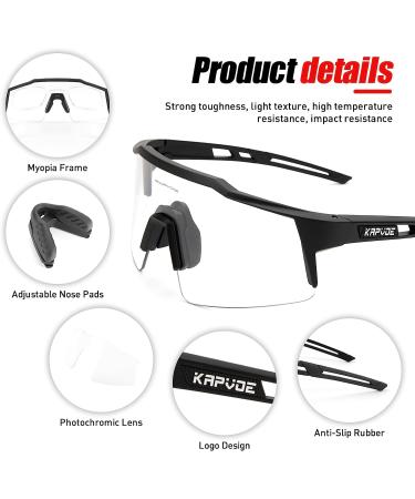 KAPVOE Photochromic Cycling Glasses | MTB Sunglasses with Clear Colorful Lenses - Buy Online on SooperMarket.com