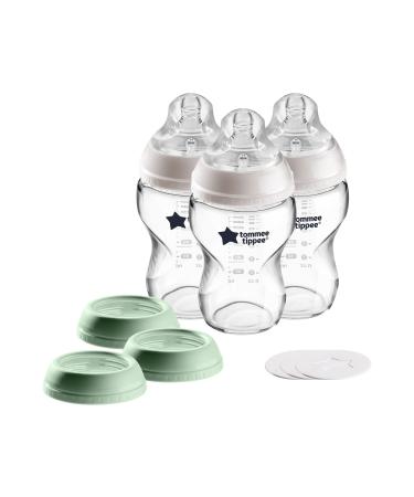 Tommee Tippee Closer to Nature 3 in 1 Convertible Glass Baby Bottles Anti-Colic Valve 9-Ounce 3 Count