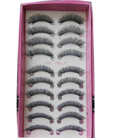 Bluelans 10 Pairs Long Cross False Eyelashes Fake Thick Black Eye Lashes