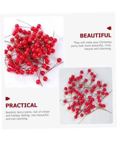 HOMSFOU 600 Pcs Artificial Berries Holly Berries Branch Artificial Red Berry Stem Artificial Holly Berries Round Ball Christmas Decor Christmas Tree Decorations Wreath Foam Cherry - Buy Online on SooperMarket.com