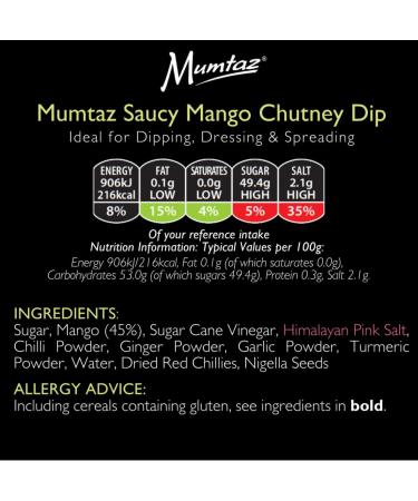 Mumtaz Saucy MANGO Chutney Dip 295g Ideal For Dipping Dressing & Spreading. - Buy Online on SooperMarket.com