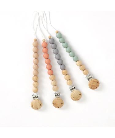 Blumie Dummy Clips Set of 2 for Baby | Silicone Pacifier Holder for Boys and Girls (Pink & Beige) | BPA Free Soother Chains - Buy Online on SooperMarket.com
