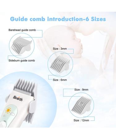 Bimirth Baby Children Hair Clippers | Cordless & Quiet with Safe Ceramic Blade | USB Rechargeable & Waterproof | 3 Guide Combs | White - S12 - Buy Online on SooperMarket.com