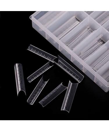 enForten 120PCS Dual Nail Forms C Curve U Shape Nail Gel Nail tips Acrylic Nail System Forms Clear Fake Nail Molds 12 Sizes with Scale C/U Shape