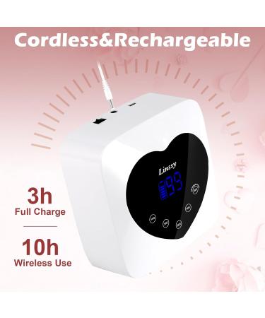 Rechargeable 72W Cordless UV LED Nail Lamp - Professional Nail Dryer with 5 Timer Settings & Heart-Shaped LCD Display - Buy Online on SooperMarket.com