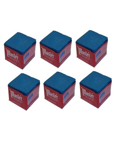 Master Set of 6 Blue Billiard Pool Cue Chalk