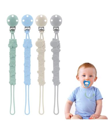 Vicloon silicone pacifier chain 4 piece of pacifier chain baby for girls and boys baby pacifier chain clip gift to baby -animal style 2 4PCs silicone style 2