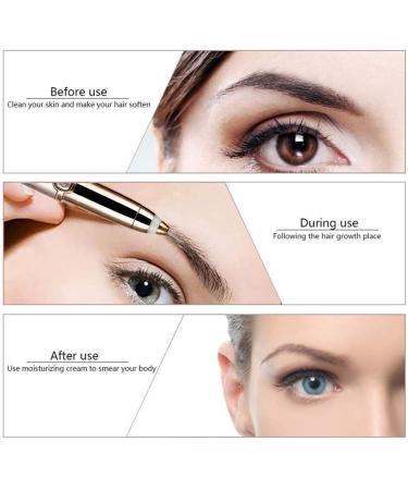 Eyebrow Hair Remover | Painless Precision Trimmer for Women | Portable Razor Tool with Light - Gold | Fast International Shipping - Buy Online on SooperMarket.com