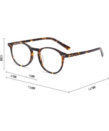 ZENOTTIC Vintage Round Glasses Frame | Retro Tortoise Nerd Glasses for Women & Men | Clear Lens No Prescription Needed - Buy Online on SooperMarket.com