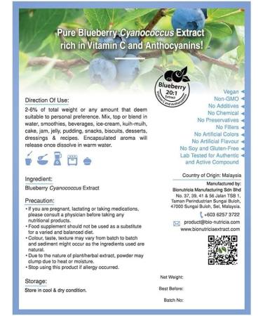 9x Blueberry (Cyanococcus) Standardized Extract Powder - Buy Online on SooperMarket.com