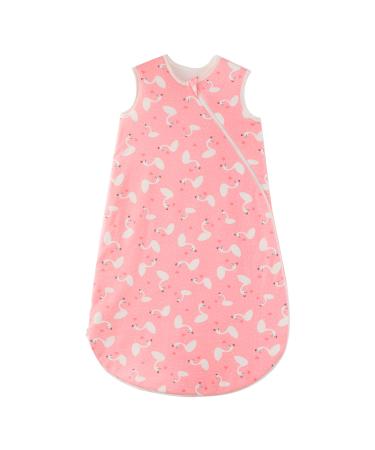 beeweed Baby Sleeping Bag 1.5 Tog 100% Cotton Soft Wearable Blanket Unisex Sleeveless Baby Swaddle Sack for Toddlers 2 Way Double Zip All Seasons Baby Sleep Bag for 18-36 Months Swan 18-36 Months