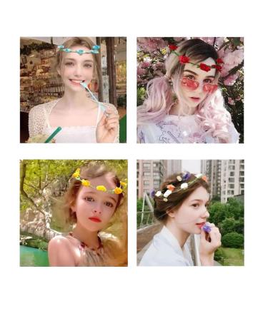 Kaptin 10 Pack Multicolor Flower Crown Headband for Women and Girls - Festival, Wedding, Party Floral Garland Headbands - 10 Count - Buy Online on SooperMarket.com