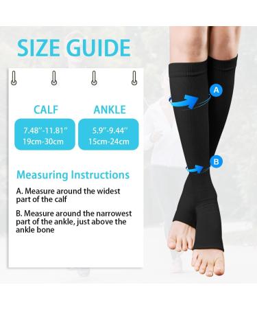 ACWOO Compression Stockings for Women & Men - 2 Pairs of Medical Support Socks (15-20 mmHg) - Open Toe Black & Beige Thrombosis Socks for Running Sports Flight & Cycling - Buy Online on SooperMarket.com