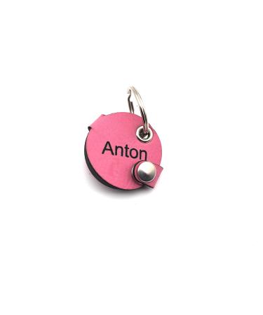 Copter farm dog brand bag for dogs on the collar |With engraving push button |Art leather real leather |Dog brand |Individually engraved on both sides (pink round) pink round