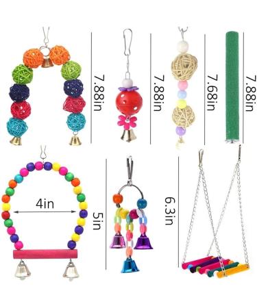 12 Packs Bird Toys Parrot Swing Toys Chewing Toys Bird Budgie Shredding Toys Colorful Hanging Bell Pet Cage Toys Hammock perch stand Suitable for Small Parakeets Conures Love Birds - Buy Online on SooperMarket.com