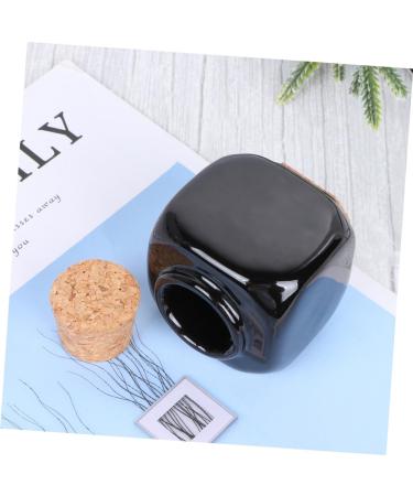PLAFOPE Medicine Cup Liquid Powder Container Cork Jar Wooden Cap Ceramic Lid Clear Dappen Makeup Containers Art Small Travel Pill Container Practical Empty Bottle Nail Bamboo Accessories 7.50X5.50X5.50CM Black - Buy Online on SooperMarket.com