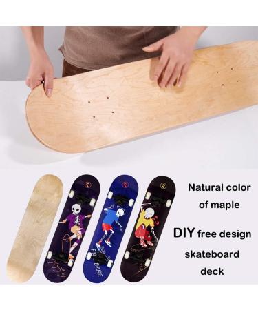 FREEDARE 8.0 Blank Skateboard Deck with Grip Tape and Protector - Natural Maple DIY Maple Wood Deck - Buy Online on SooperMarket.com