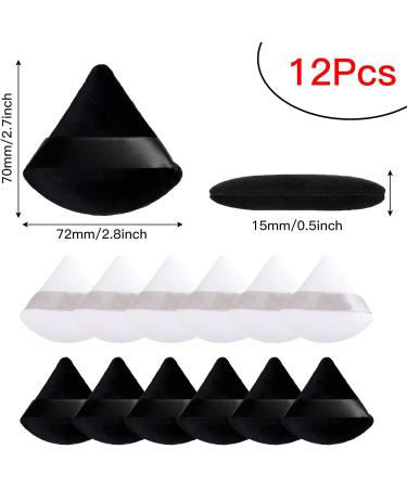 12 Pcs Powder Puff Makeup Puff Triangle Powder Puff Soft Powder Sponge Reusable Makeup Triangle Sponges with Strap for Loose Powder Body Cosmetic Foundation Wet Dry Makeup Tool Black and White - Buy Online on SooperMarket.com