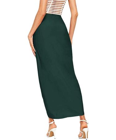 Sanahy Women's Green Maxi Wrap Skirt | Elastic High Waist | Casual Boho Style | XXL - Buy Online on SooperMarket.com