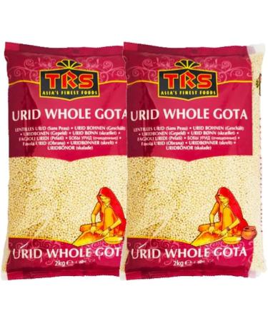 TRS Urid Whole Gota | 2KG | Urid Gota Whole | Urad dal | High Fibre | High Protein | Natural | Gluten Friendly | Indian Origin (Pack of 2)