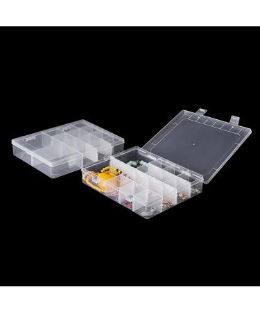 Yawdil 14 Grids Plastic Organizer Box With Dividers Large Grids Tackle Box Organizer Clear Snackle Box Container For Jewelry Art Diy Crafts Tapes Beads And Small Parts