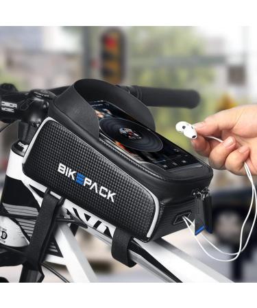 BIKEPACK Waterproof Bike Phone Bag - Top Tube Handlebar Bag with TPU Touch Screen Sun Visor - Durable & Large Capacity - Fits Phones Under 6.5'' | BPOB24 - Buy Online on SooperMarket.com
