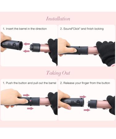 5-in-1 Curling Iron Set with Crimper & Waver | 4 Interchangeable Barrels | Instant Heating | Anti-Scald | Pink - Buy Online on SooperMarket.com