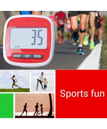 Simple 3D Pedometer with LCD Display - Clip-on Walking & Running Counter in Red | International Shipping Available - Buy Online on SooperMarket.com