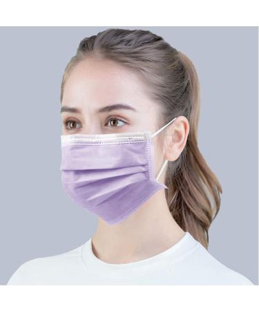 Adult Disposable Face Mask 3-Ply Mouth Cover Dust Safety Protection - Pack of 50 (Purple) - Buy Online on SooperMarket.com