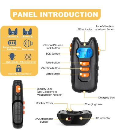 Dog Training Collar with Remote Sound & Vibration Training Modes USB Rechargeable IP67 Waterproof 1000FT Remote Range Remote Anti Bark Collar for Small Medium Large Dogs Orange - Buy Online on SooperMarket.com