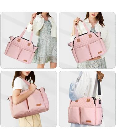 Lekebaby Baby Changing Bag Large Nappy Bags for Mom and Dad Nappy Changing Bag Stylish Travel Tote with Nappy Changing Mat Quilted Pink - Buy Online on SooperMarket.com